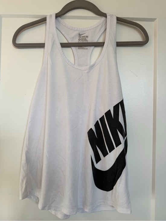 Nike Tops - Nike White Racerback Tank with Large Black Swoosh